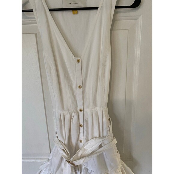Leifsdottir dress off white ruffles sleeveless womens 6 cotton - Picture 6 of 12